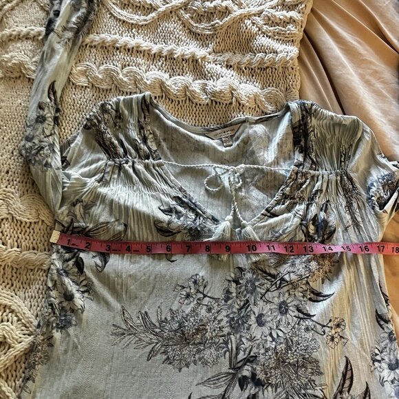 Lucky brand women’s size small long sleeve floral light blue peasant top - Picture 6 of 11